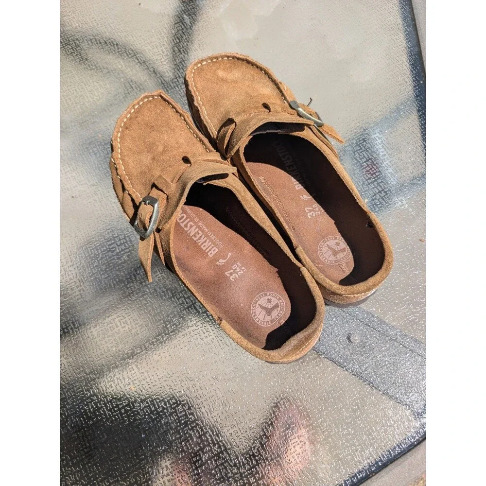 Birkenstock Buckley Clogs Womens Size 37 US 6.5 Brown Leather Slip On Mule Shoes
